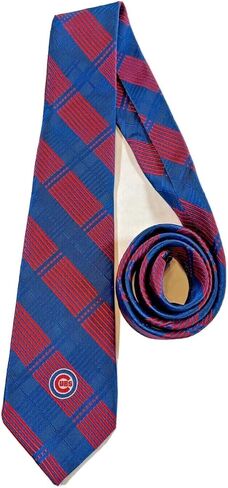 Eagles Wings Chicago Cubs MLB Woven Skinny Plaid Tie - Mens Necktie in Saudi Arabia