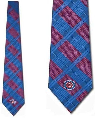 Eagles Wings Chicago Cubs MLB Woven Skinny Plaid Tie - Mens Necktie in Saudi Arabia