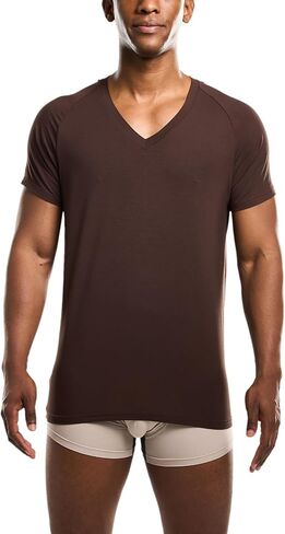 Mr. Davis Men's Bamboo Viscose Traditional Cut V Neck - Stylish Undershirts with Stretch Fabric for a 3 Pack in Kuwait