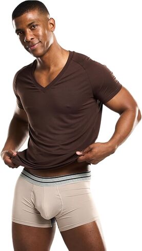 Mr. Davis Men's Bamboo Viscose Traditional Cut V Neck - Stylish Undershirts with Stretch Fabric for a 3 Pack in Kuwait