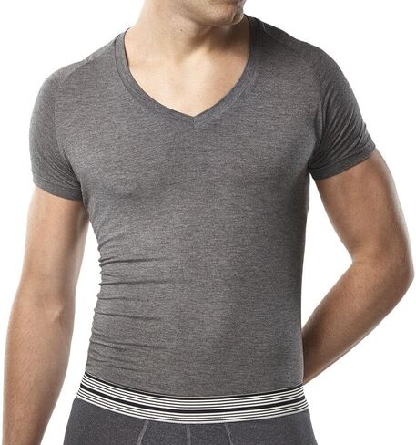 Mr. Davis Men's Bamboo Viscose Traditional Cut V Neck - Stylish Undershirts with Stretch Fabric for a 3 Pack in Kuwait
