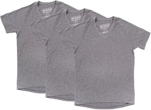 Mr. Davis Men's Bamboo Viscose Traditional Cut V Neck - Stylish Undershirts with Stretch Fabric for a 3 Pack in Kuwait