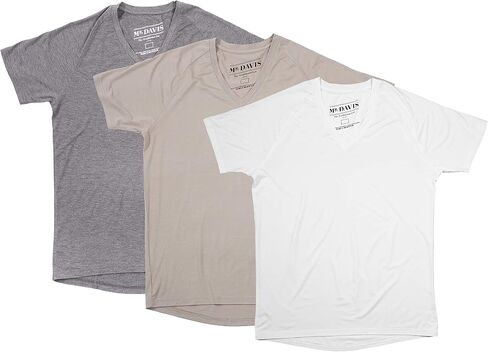 Mr. Davis Men's Bamboo Viscose Traditional Cut V Neck - Stylish Undershirts with Stretch Fabric for a 3 Pack in Kuwait