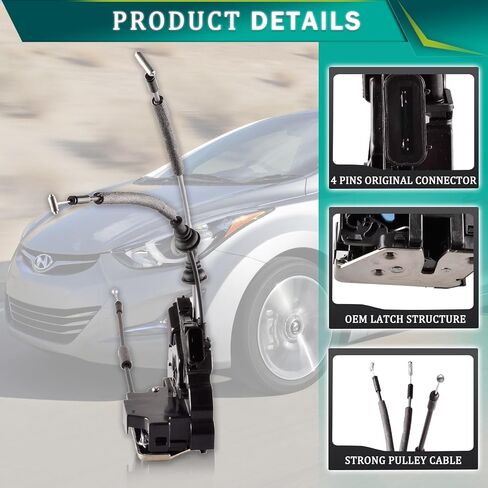 مجموعة محرك قفل الباب الجانبي الأمامي اليسار متوافق مع مشغل مزلاج الباب Hyundai Elantra 2011-2016 ، استبدل# 81310-3x030 in Saudi Arabia