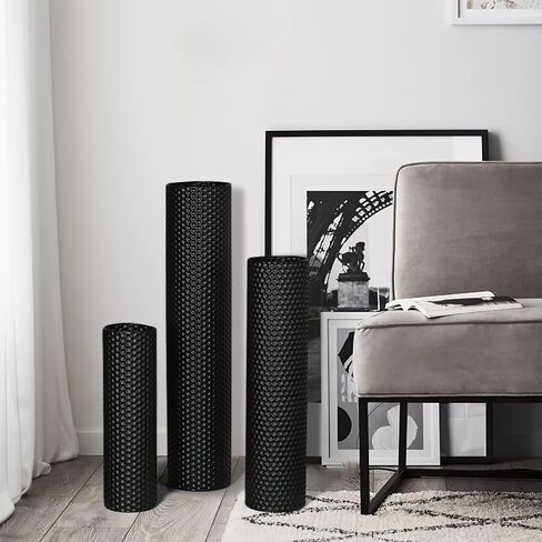 Tall Floor Vases Set of 3 - Black Metal Cylinder Vases for Living Room Corner, Modern Honeycomb Texture, Extra Large Standing Decor (Tallest 27.6in, Home Bedroom Dining Decor) in Kuwait