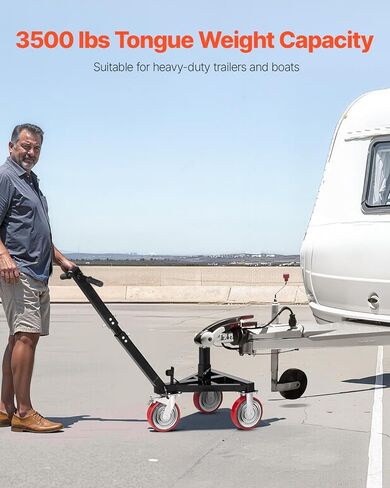 VEVOR Trailer Dolly, 3500lbs Tongue Weight Capacity, 18 inch and 22 inch Height Adjustable Trailer Dolly, with 2 inch Hitch Ball, Adjustable Handle Length, 8-inch Swivel Wheels, for Moving RV Trailer in Saudi Arabia