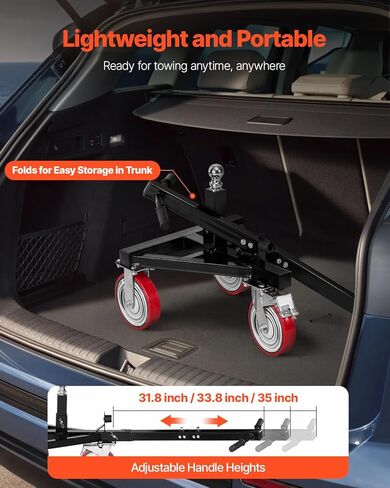 VEVOR Trailer Dolly, 3500lbs Tongue Weight Capacity, 18 inch and 22 inch Height Adjustable Trailer Dolly, with 2 inch Hitch Ball, Adjustable Handle Length, 8-inch Swivel Wheels, for Moving RV Trailer in Saudi Arabia