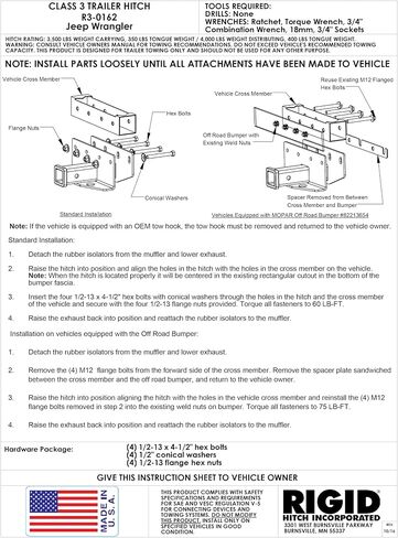 تناسب Hitch Class 3 Hitch Class 3 (R3-0162) 2007-2024 Jeep Wrangler (باستثناء نماذج الديزل) in Saudi Arabia