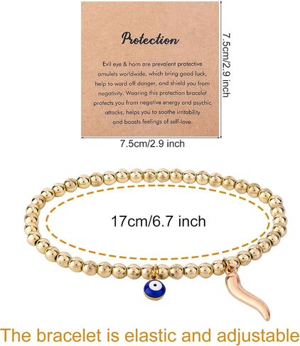 أساور شرير للعين للنساء ، سوار الحماية من الفولاذ المقاوم للصدأ الذهبي مع قرون إيطالية سحر هدايا مجوهرات مرنة للحيوان in Saudi Arabia