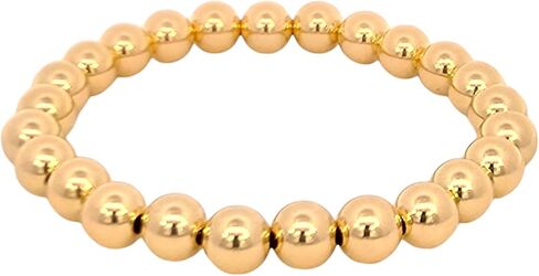 14K Gold Filled Stretchy Bead Bracelet 7mm, Tarnish Free Jewelry, Perfect Layering Bracelet, Gift Idea for Woman in Kuwait