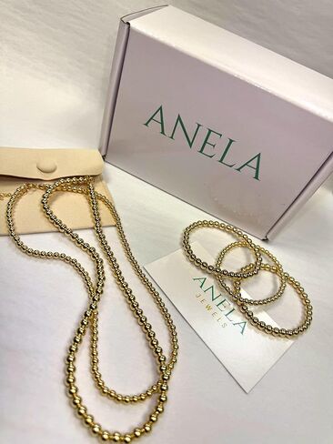 14K Gold Filled Stretchy Bead Bracelet 7mm, Tarnish Free Jewelry, Perfect Layering Bracelet, Gift Idea for Woman in Kuwait