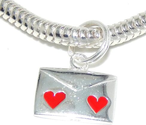 925 Sterling Silver Dangling "Love Letter Envelope" Charm Bead in Saudi Arabia