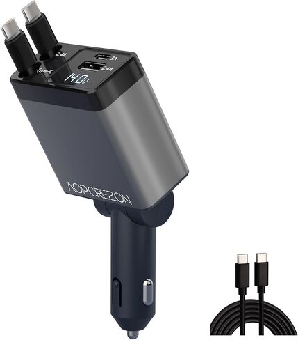 شاحن سيارة قابل للسحب، محول هاتف سيارة سريع 4 في 1 بقدرة 66 وات، كابلات قابلة للسحب وشاحن سيارة USB، متوافق مع iPhone 15/14/13/12/11/10، وiPad، وGalaxy وأجهزة متعددة، وبكسل in Kuwait