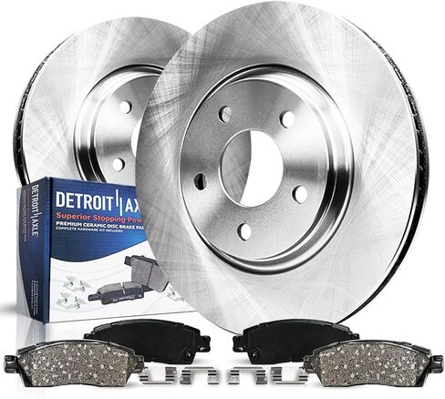 Detroit Axle - مجموعة الفرامل الأمامية لعام 2001-2010 Chrysler PT Cruiser Brakes Brakes Rotors 2002 2003 2004 2005 2007 2007 2009 2009 Ceramic Brake Pads in Kuwait