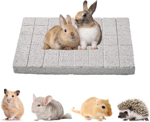 2 Pack Rabbit Grinding Claw Pads Bunny Scratch Foot Pad Natural Hamster Lava Grinding Teeth Stone Small Animal Scratching Pads Chew Toys for Chinchilla Rat Guinea Pig Hedgehog Ferret Gerbil in Saudi Arabia