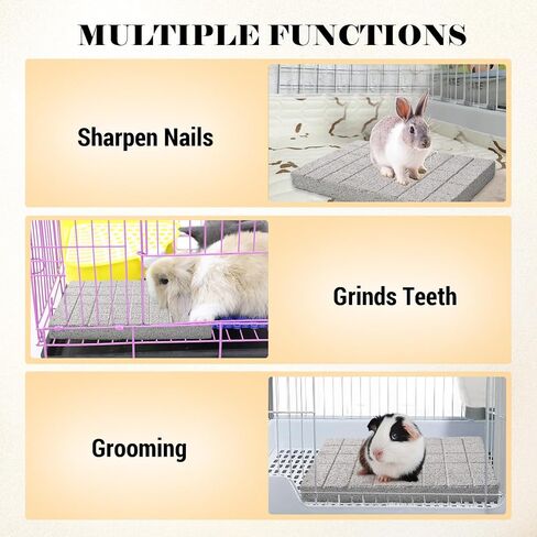 2 Pack Rabbit Grinding Claw Pads Bunny Scratch Foot Pad Natural Hamster Lava Grinding Teeth Stone Small Animal Scratching Pads Chew Toys for Chinchilla Rat Guinea Pig Hedgehog Ferret Gerbil in Saudi Arabia