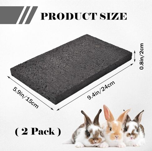 2 Pack Rabbit Grinding Claw Pads Bunny Scratch Foot Pad Natural Hamster Lava Grinding Teeth Stone Small Animal Scratching Pads Chew Toys for Chinchilla Rat Guinea Pig Hedgehog Ferret Gerbil in Saudi Arabia