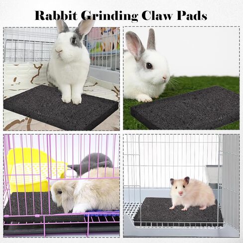 2 Pack Rabbit Grinding Claw Pads Bunny Scratch Foot Pad Natural Hamster Lava Grinding Teeth Stone Small Animal Scratching Pads Chew Toys for Chinchilla Rat Guinea Pig Hedgehog Ferret Gerbil in Saudi Arabia