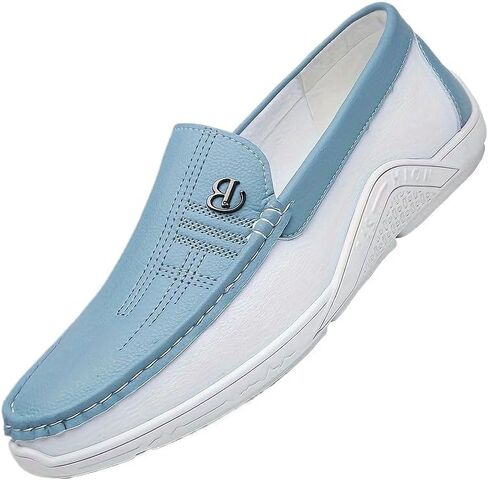 Men's Trendy Color Block Slip On Loafer Shoes, Comfy Non Slip Rubber Sole Casual Durable Walking Shoes, Men's Business Style Footwear in Saudi Arabia