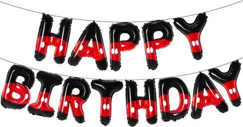 YIIHMEI Cartoon Mouse Happy Birthday Banner Party Decorations Balloons with Mickey Theme Letters Signs Party Supplies for Boys Baby Shower in Saudi Arabia