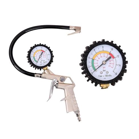 Tire Pressure Gauge with Inflator, 0-220PSI Dial Wheel Air Tire Pressure Gauge with Rubber Hose, Compatible with Air Pump Compressor for Cars Motorcycle Bike in Saudi Arabia
