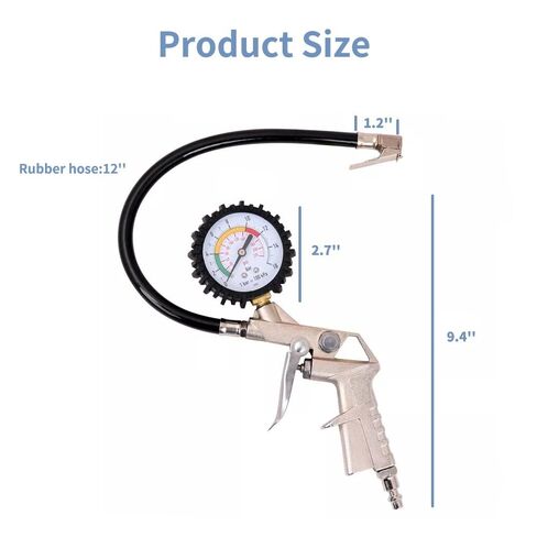 Tire Pressure Gauge with Inflator, 0-220PSI Dial Wheel Air Tire Pressure Gauge with Rubber Hose, Compatible with Air Pump Compressor for Cars Motorcycle Bike in Saudi Arabia