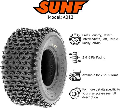 Sunf 18x9.5-8 18x9.5x8 ATV UTV Tyres 6 Ply Light Weight Leless A012 [مجموعة من 2] in Saudi Arabia