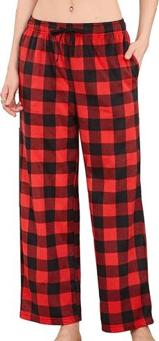 U2SKIIN Womens Flannel Pajama Pants, Soft Plaid Pj Bottoms with Pockets Fleece Lounge Printed Sleepwear Warm in Saudi Arabia