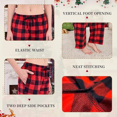 U2SKIIN Womens Flannel Pajama Pants, Soft Plaid Pj Bottoms with Pockets Fleece Lounge Printed Sleepwear Warm in Saudi Arabia