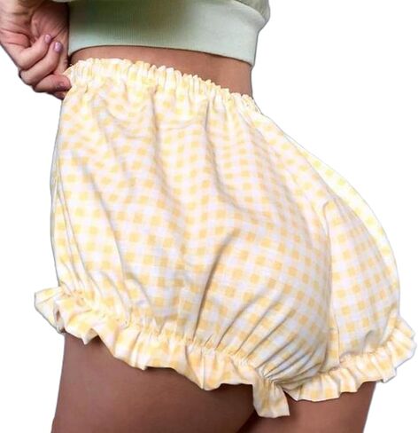 Women Cute Bloomer Shorts Ruffle Trim Pumpkin Shorts Y2k Elastic Waist Lounge Shorts Lolita Pettipants in Saudi Arabia