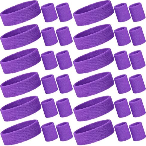 Bememo 36 Pcs Neon Sweatbands Set for Kids 24 Pcs Sports Wristbands 12 Football Tennis Headbands Neon Colorful Kids Sports Sweat Band for 80s Glow Party Basketball School Supplies(Neon) in Saudi Arabia