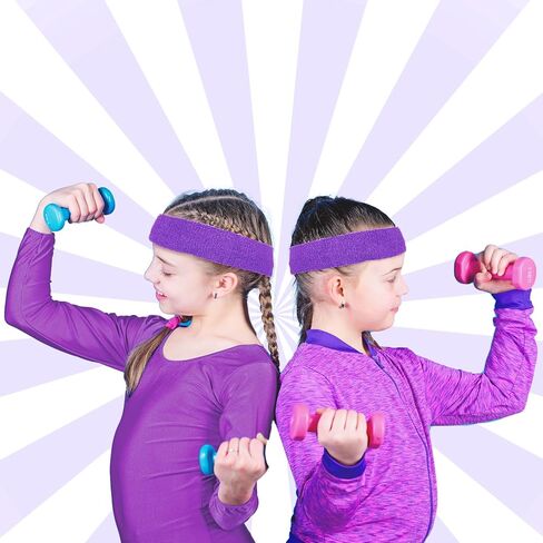Bememo 36 Pcs Neon Sweatbands Set for Kids 24 Pcs Sports Wristbands 12 Football Tennis Headbands Neon Colorful Kids Sports Sweat Band for 80s Glow Party Basketball School Supplies(Neon) in Saudi Arabia