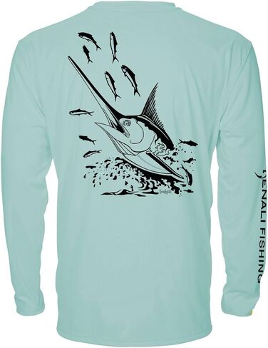 Denali Men's Fishing Tournament Marlin Teaser UPF 50+ Long Sleeve T-Shirt, UV Protection, Signature Logo Fisherman's Shirt in Kuwait