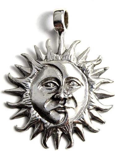 COSUMOSU 925 sterling silver Mexican Sun Celestial Lunar Solar Pendant - Sun and Moon face in Saudi Arabia