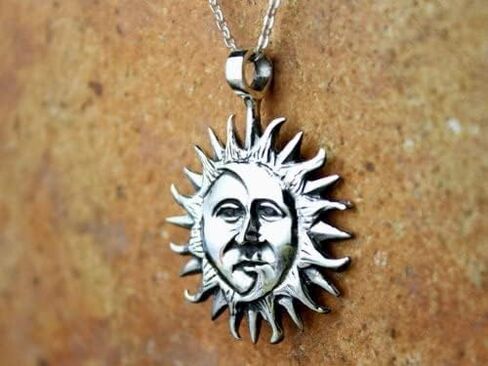 COSUMOSU 925 sterling silver Mexican Sun Celestial Lunar Solar Pendant - Sun and Moon face in Saudi Arabia