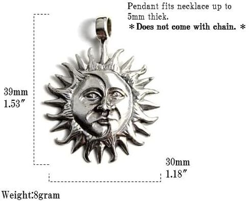 COSUMOSU 925 sterling silver Mexican Sun Celestial Lunar Solar Pendant - Sun and Moon face in Saudi Arabia