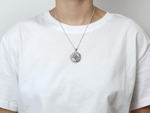COSUMOSU 925 sterling silver Mexican Sun Celestial Lunar Solar Pendant - Sun and Moon face in Saudi Arabia