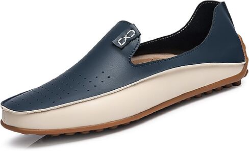 Men's Leather Penny Loafers Casual Breathable Round Toe Lightweight Soft Flat Slip On Moccasins Loafers for Daily Driving Walking Shoes in Saudi Arabia