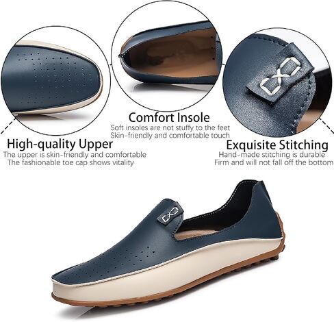 Men's Leather Penny Loafers Casual Breathable Round Toe Lightweight Soft Flat Slip On Moccasins Loafers for Daily Driving Walking Shoes in Saudi Arabia