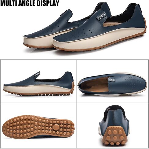 Men's Leather Penny Loafers Casual Breathable Round Toe Lightweight Soft Flat Slip On Moccasins Loafers for Daily Driving Walking Shoes in Saudi Arabia