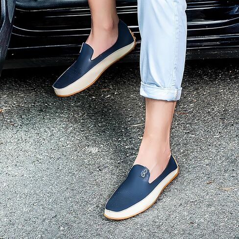 Men's Leather Penny Loafers Casual Breathable Round Toe Lightweight Soft Flat Slip On Moccasins Loafers for Daily Driving Walking Shoes in Saudi Arabia
