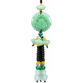 Car Hanging Decor Dangling Ornaments Auto Vehicle Rearview Mirror Pendant Crystal Lotus Amulet Pray for Luck Safety (Kwan-yin) in Saudi Arabia