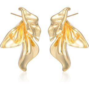 Gold Flower Earrings for Women Dangling Big Floral Statement Drop Earrings in Kuwait
