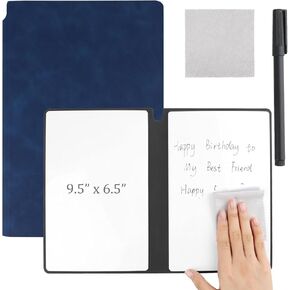 Reusable A5 Dry Erase Notebook Include a Wipeable Pen and Rag,9.5x6.5 Inch Erasable Notebook Whiteboard Notebook,Wipeable Notebook PU Hardcover for Office and Taking Notes(Black) in Kuwait