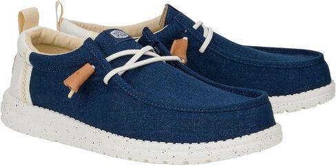 HEYDUDE Wally Craft Linen Sargasso Blue/White Size 7, Men’s Shoes, Men's Slip-on Loafers, Comfortable & Light-Weight in Saudi Arabia