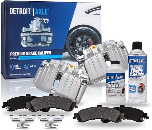 Detroit Axle - Rear Brake Kit for Silverado Suburban Avalanche Sierra Yukon XL 1500 Chevy GMC Tahoe Yukon Cadillac Escalade EXT ESV, Disc Brake Calipers Ceramic Brake Pads Brake Calipers Replacement in Saudi Arabia