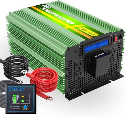 EDECOA 24V 3500W Pure Sine Wave Power Inverter 3500 Watts Model DC 24V to AC 110V 120V 4 AC Outlets and 1 Hardwire Terminal with LCD Display and Remote Controller in Saudi Arabia