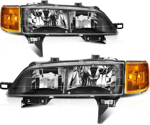 Headlight Assembly For Honda For Accord 1994-1997 Black Housing Amber Reflector Clear Lens Driver and Passenger Side Headlamp in Kuwait