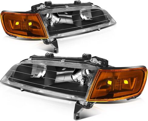 Headlight Assembly For Honda For Accord 1994-1997 Black Housing Amber Reflector Clear Lens Driver and Passenger Side Headlamp in Kuwait