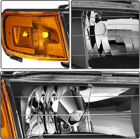 Headlight Assembly For Honda For Accord 1994-1997 Black Housing Amber Reflector Clear Lens Driver and Passenger Side Headlamp in Kuwait